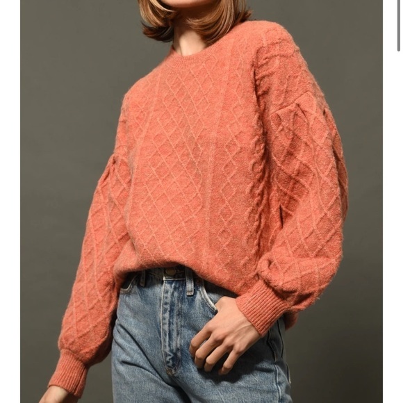 Greylin Sweaters - Greylin Henry Waffle Stitch Sweater Knit Tunic Orange Oversized Wool Blend Sz M